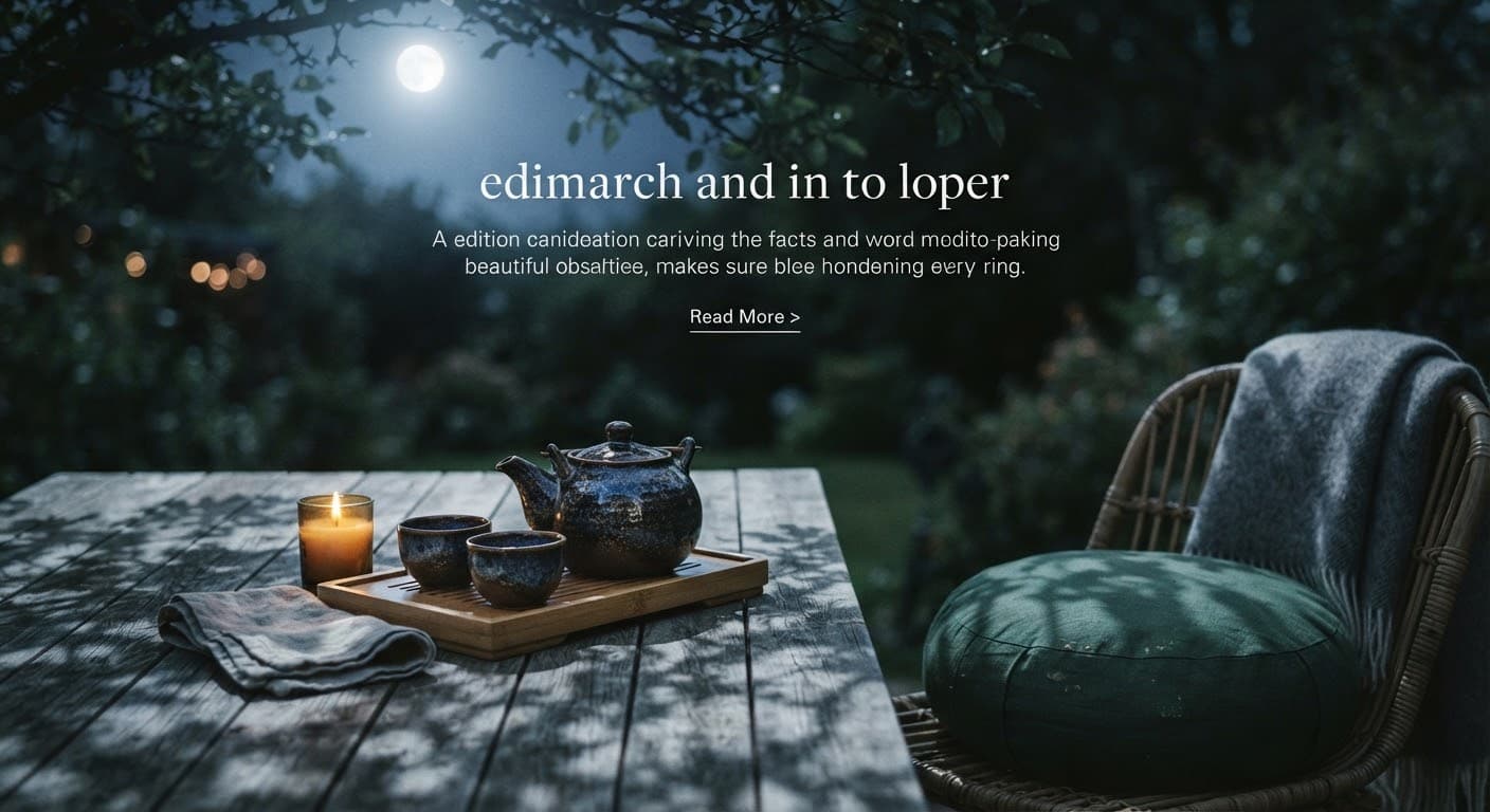 Moonlight falling across teaware and a resting cushion